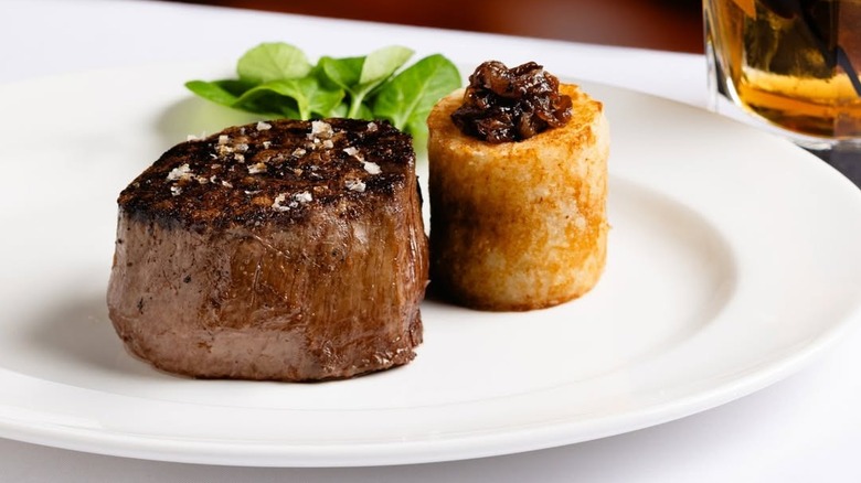 Wagyu filet on a white plate