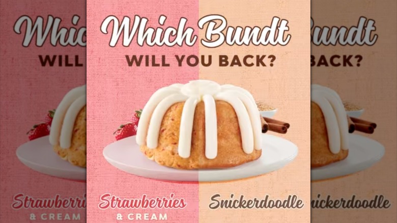 Image of bundt cake with question "Which bundt will you bring back?"