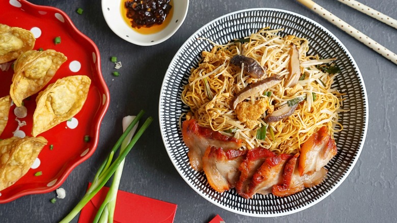 Longevity noodles in a bowl
