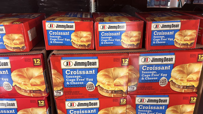 Close up of Jimmy Dean Croissant Sausage Egg Cheese in Costco