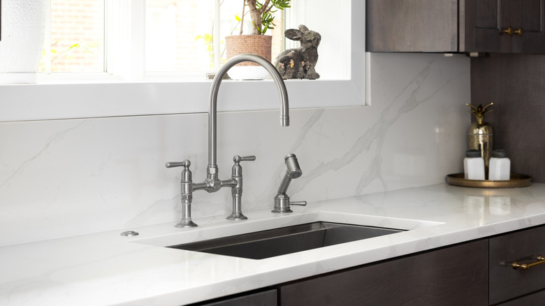 sink with stainless steel faucet