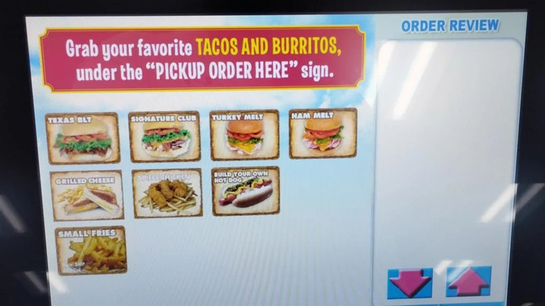 Buc-ee's ordering kiosk with made-to-order food.