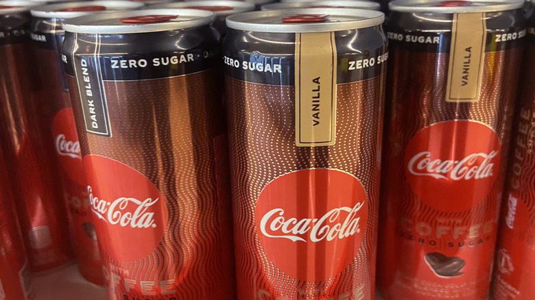 Coca-Cola With Coffee on grocery store shelf