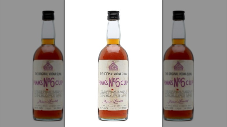 Mirrored image of Pimm's No.6 on white background