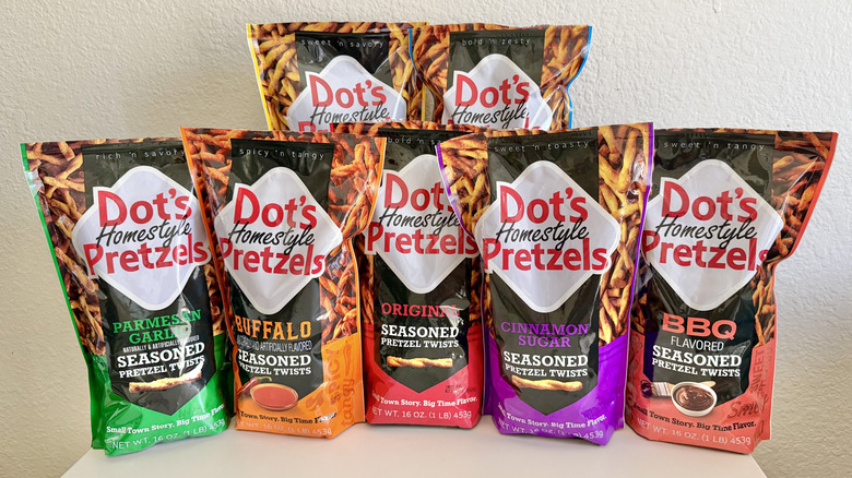 group of Dot's pretzels on a table