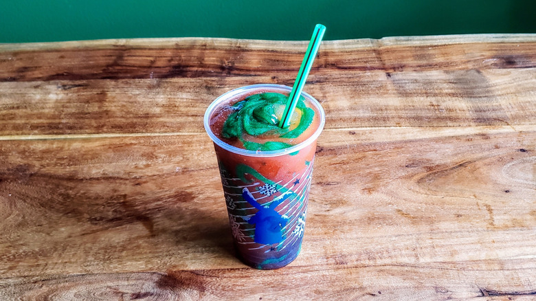 Dutch Bros Mistletoe Rebel on wooden table