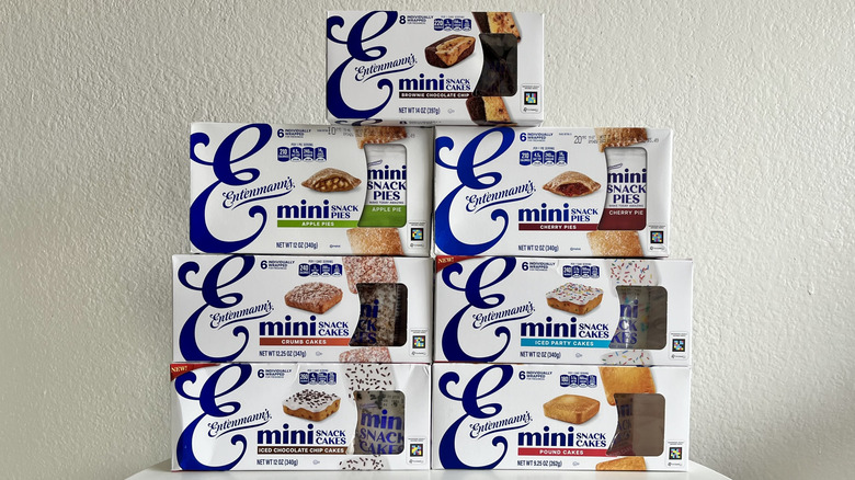Entenmann's snack cakes boxes on a table