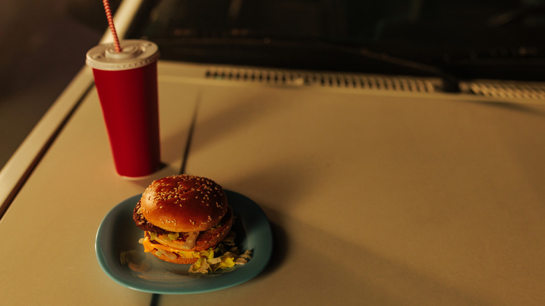 Retro fast food on a car hood