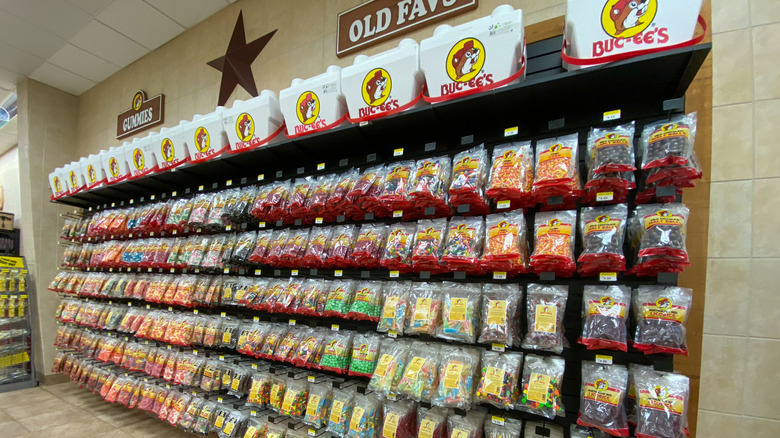 Snack wall at a Buc-ee's gas station