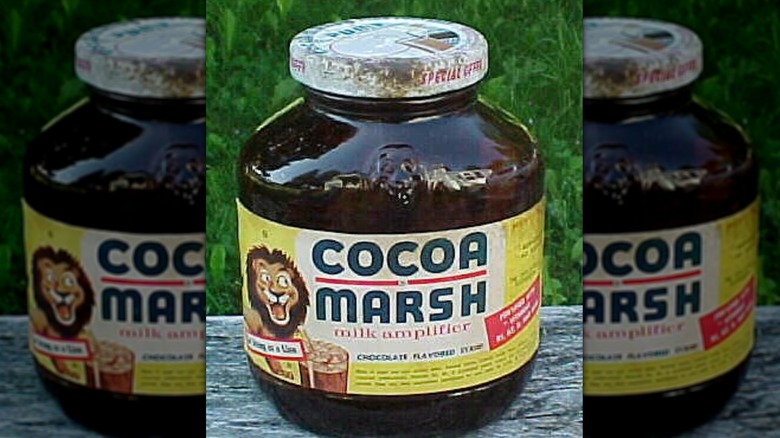A jar with a label that reads "Cocoa Marsh"
