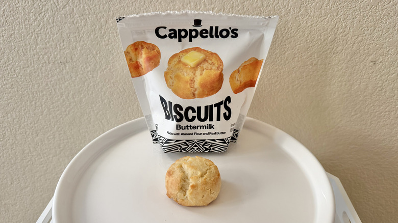 Cappello's Gluten-Free Buttermilk Biscuits package on a tray