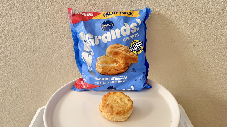 Pillsbury Grands! Buttermilk Biscuits Frozen package on a tray