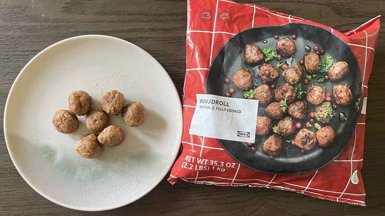 IKEA frozen meatballs on a plate