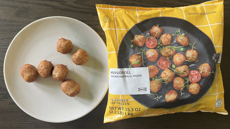 IKEA frozen chicken meatballs on a plate