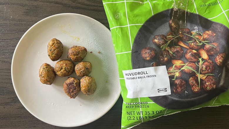 IKEA frozen vegetable balls on a plate