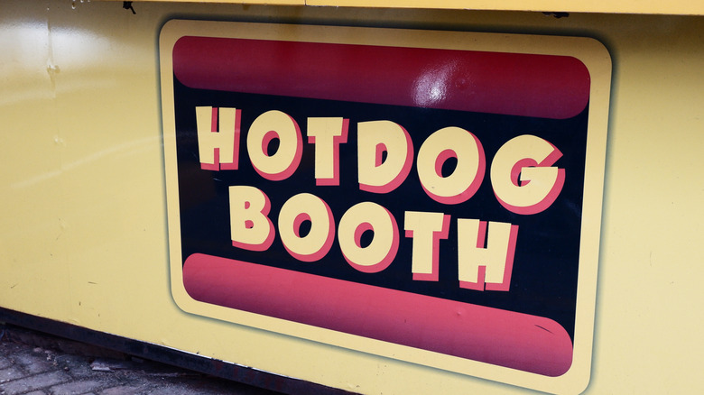 Hotdog Booth sign at gas station