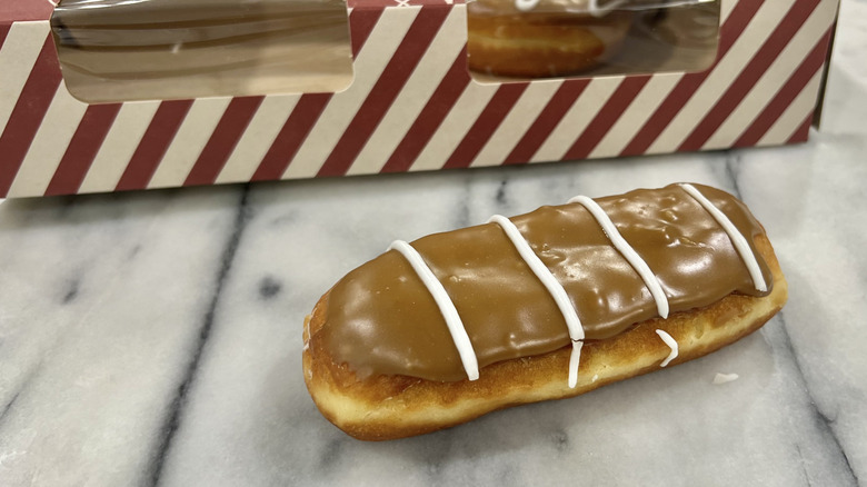 Giant Eagle maple iced cream filled long john.