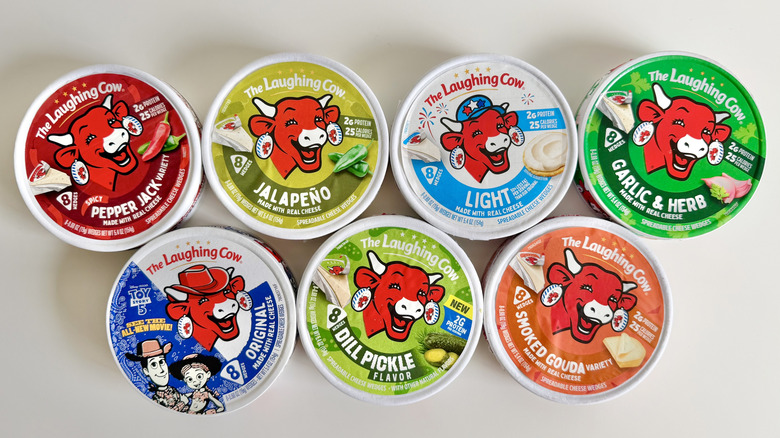 Top view of 7 Laughing Cow cheeses