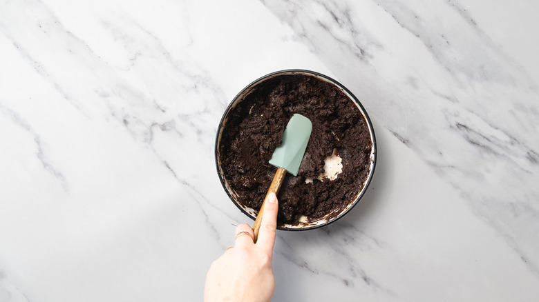 Stirring chocolate and egg yolks