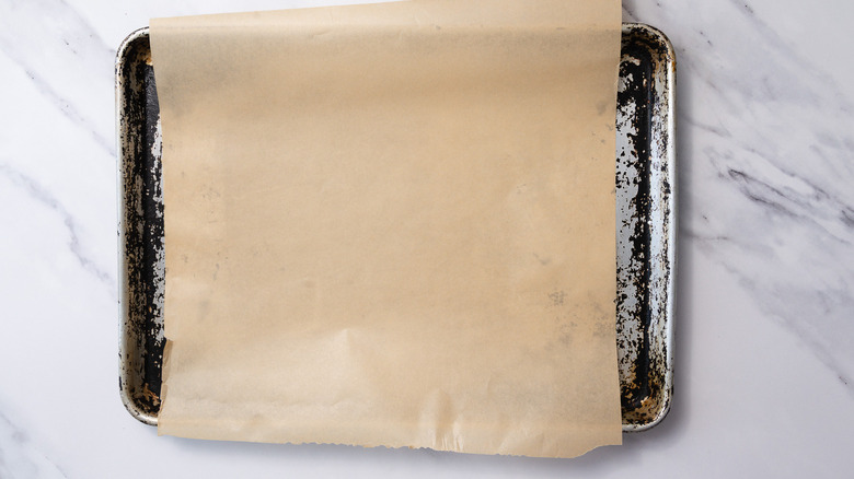Baking sheet with parchment paper
