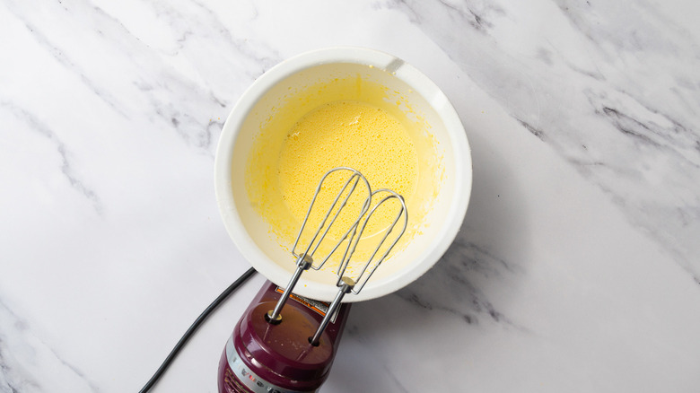 Beaten egg yolks with mixer