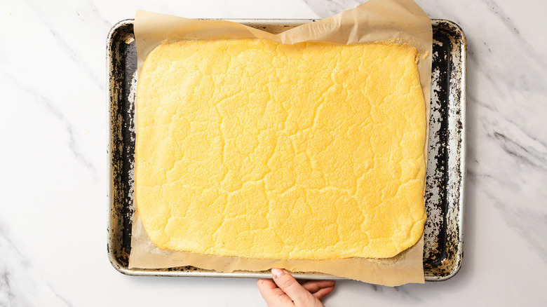 Baked chiffon cake layer