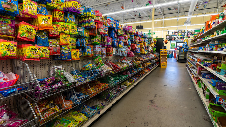 Dollar Tree candy aisle with dirty floor