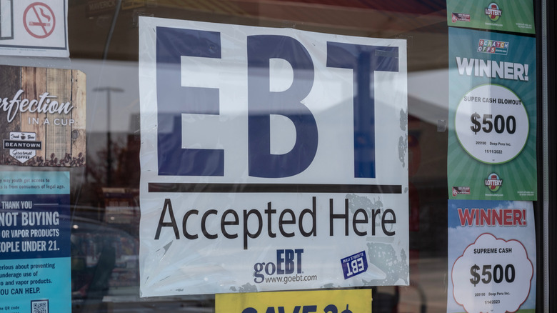 EBT accepted here sign on glass door