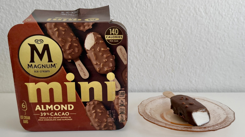 Mini Almond ice cream bar on a plate