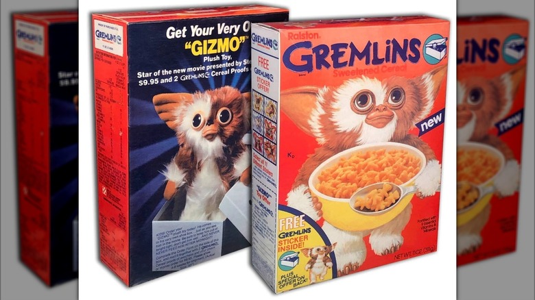 Gremlins cereal box front and back on white background