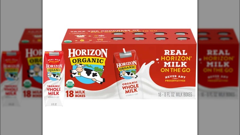 Cartons of single-serve Horizon Organic whole milk