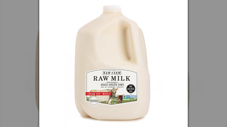 Gallon container of Raw Farm raw milk from grassfed cows
