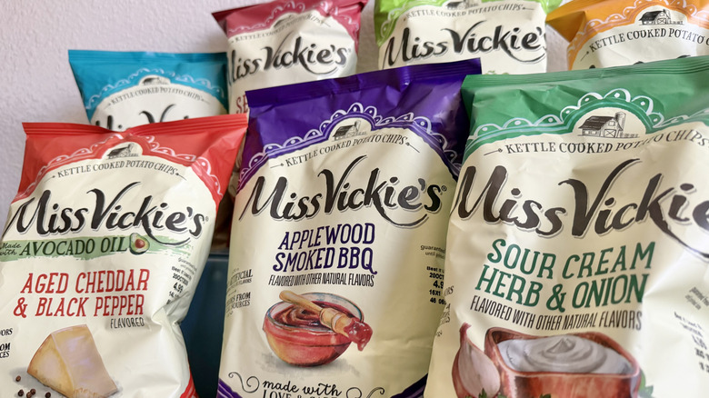 Close up of Miss Vickie's chip bags