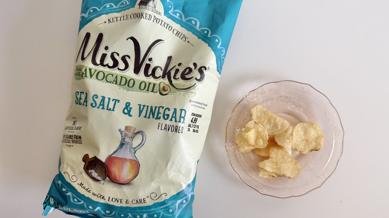 Sea Salt & Vinegar Miss Vickie's chips on a table