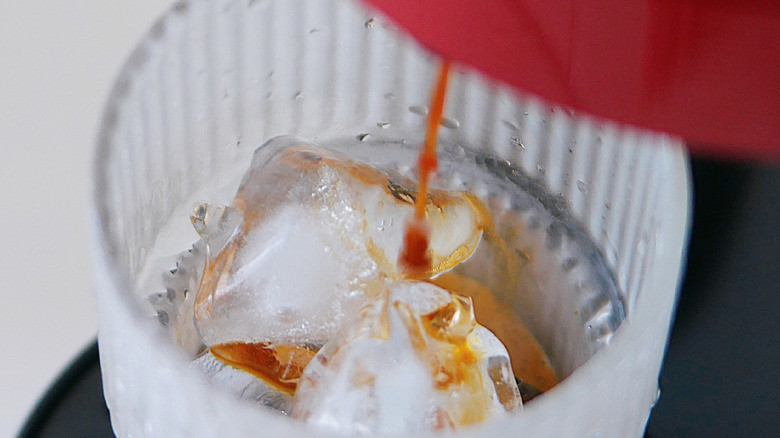 Brewing a Nespresso over ice