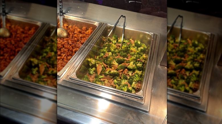 Large container of broccoli beef dish from Panda Express