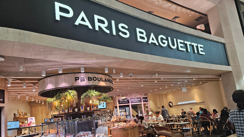 Outside Paris Baguette coffee shop in a mall