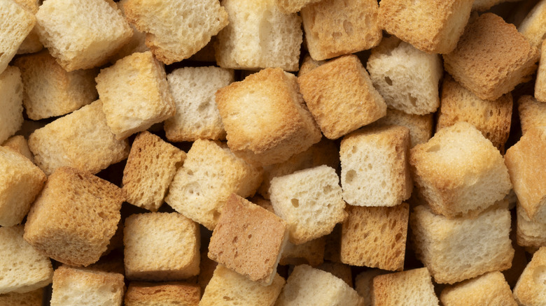 Close up of croutons background