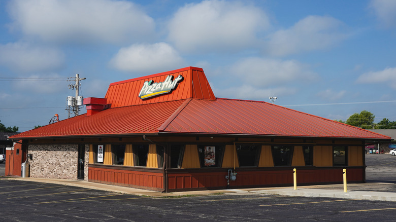 1990s style Pizza Hut with a red mansard roof