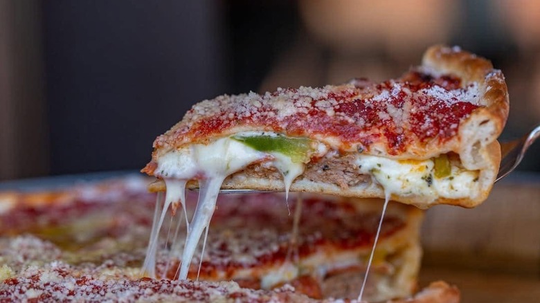 Close up of a homemade slice of Priazzo