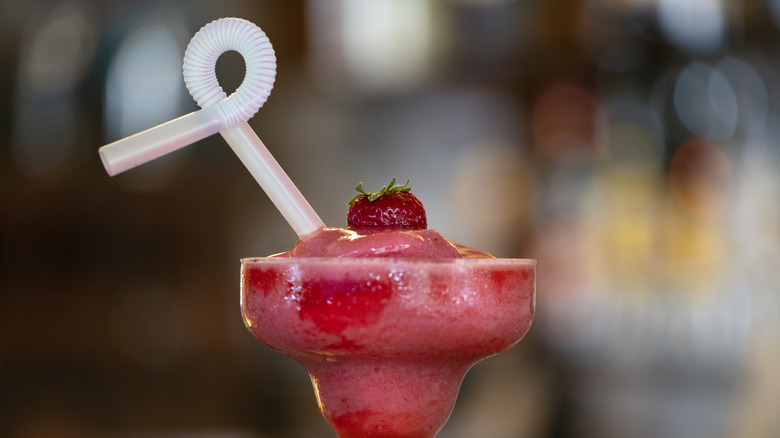 Strawberry Daiquiri with twirly straw