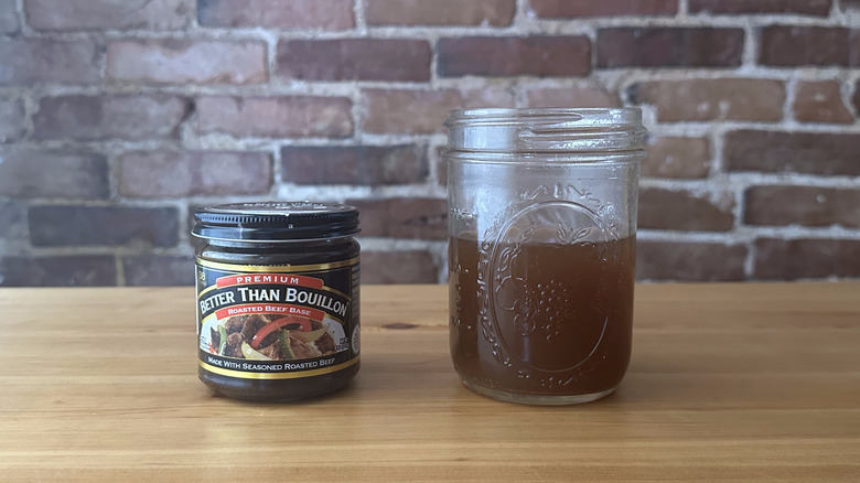 Better Than Bouillon Roasted Beef Base on wooden table