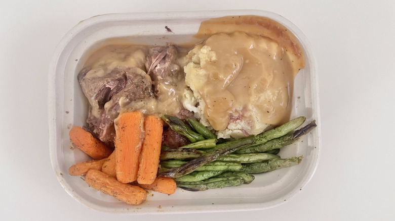 Pot roast with mashed potatoes and carrots