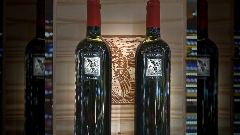 Two bottles of Screaming Eagle wine with box