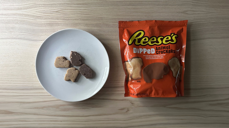 Reese's Dipped Animal Crackers on white plate