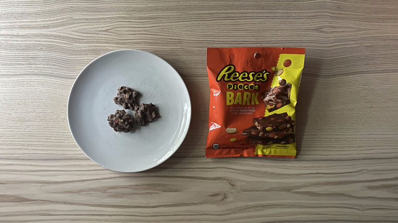Reese's Pieces Bark on white plate