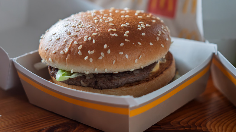 McDonald's burger in a box