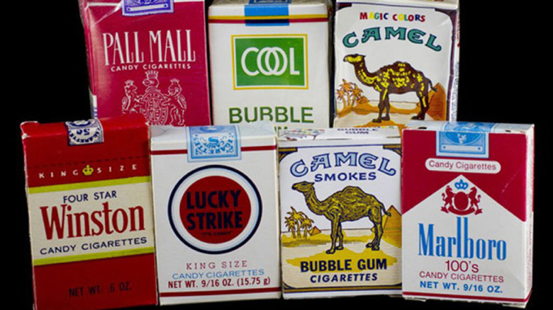 seven candy cigarette packs that mimic real cigarettes