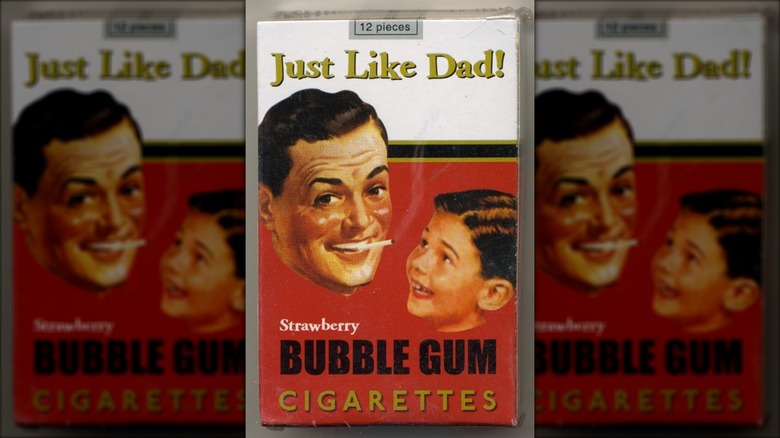 an ad for "just like dad" bubble gum cigarettes