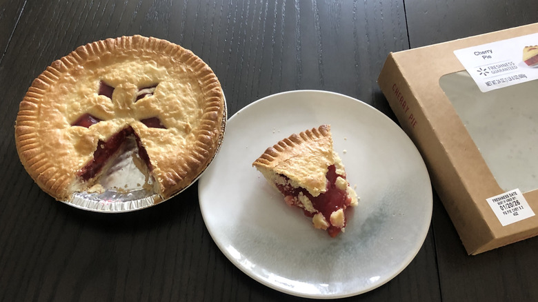 Walmart traditional cherry pie slice on a plate.